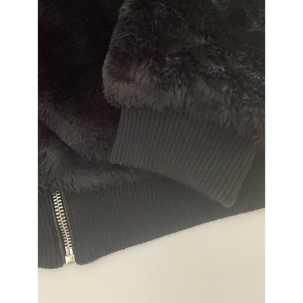 Ambiance Outerwear Black Faux Fur Zip-Up Bomber Jacket Size Small - Picture 8 of 8